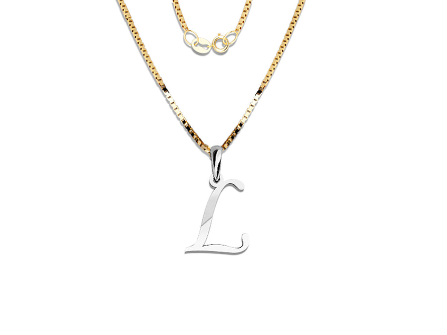 COLGANTE DE INICIAL EN CADENA DE ORO DE 14K