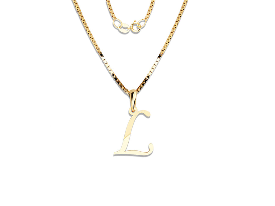 COLGANTE DE INICIAL EN CADENA DE ORO DE 14K