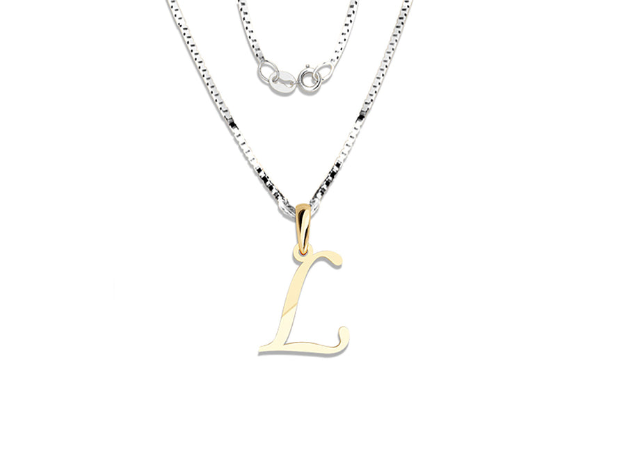 COLGANTE DE INICIAL EN CADENA DE ORO DE 14K
