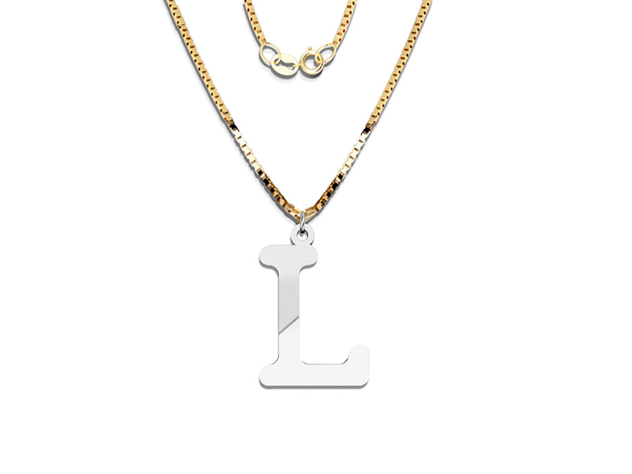COLGANTE DE INICIAL EN CADENA DE ORO DE 14K
