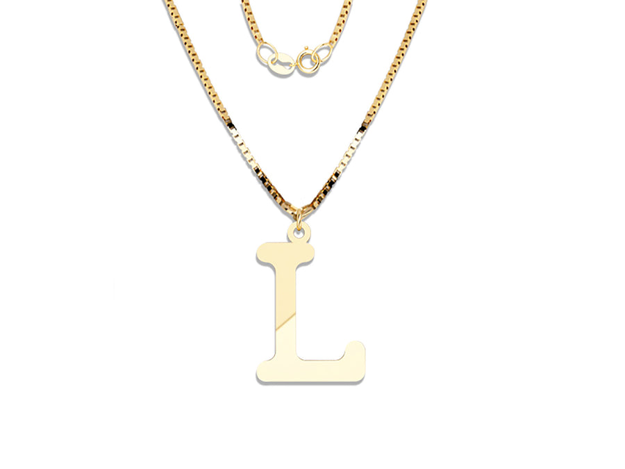 COLGANTE DE INICIAL EN CADENA DE ORO DE 14K