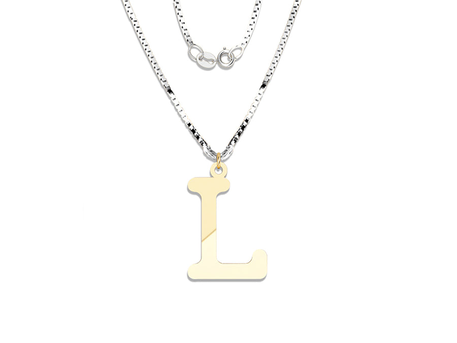 COLGANTE DE INICIAL EN CADENA DE ORO DE 14K