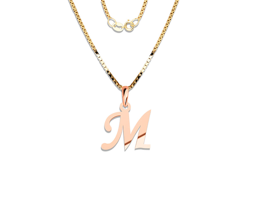 COLGANTE DE INICIAL EN CADENA DE ORO DE 14K
