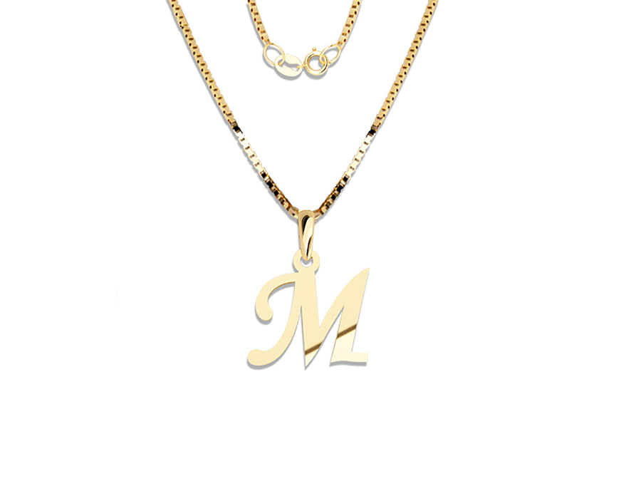 COLGANTE DE INICIAL EN CADENA DE ORO DE 14K