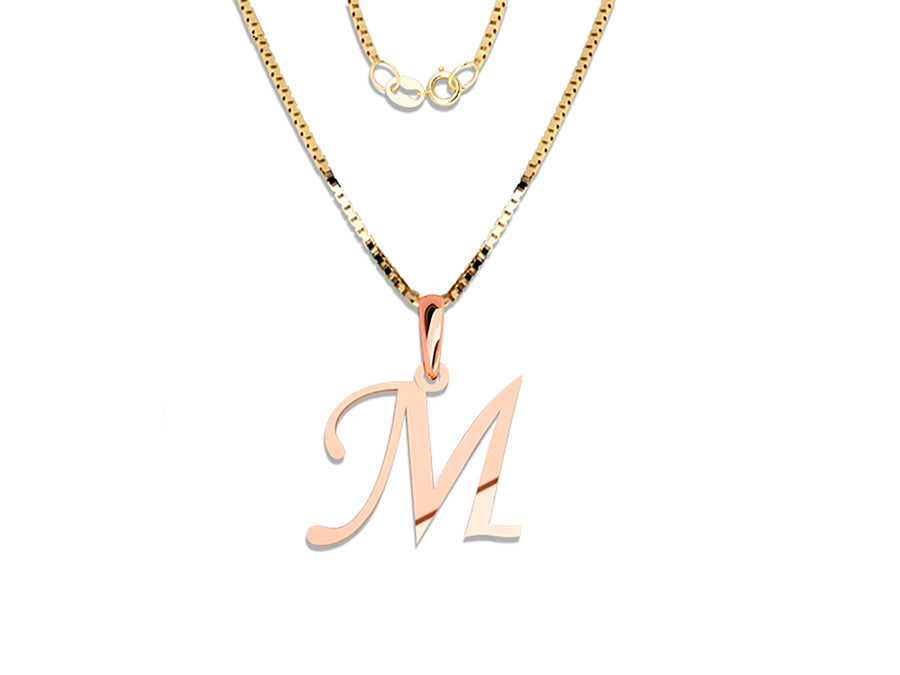 COLGANTE DE INICIAL EN CADENA DE ORO DE 14K