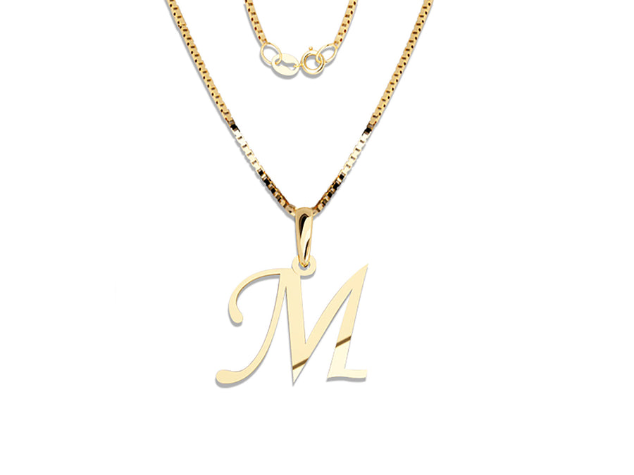COLGANTE DE INICIAL EN CADENA DE ORO DE 14K