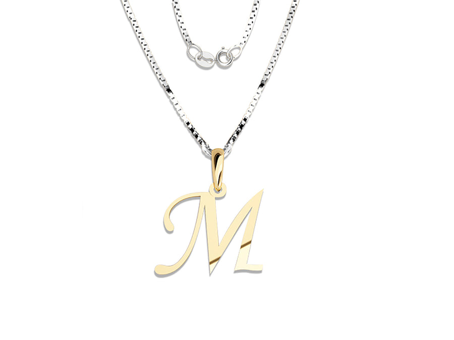 COLGANTE DE INICIAL EN CADENA DE ORO DE 14K
