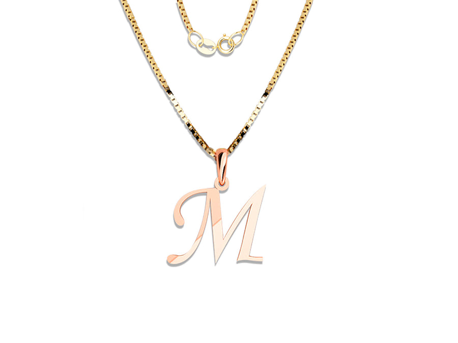 COLGANTE DE INICIAL EN CADENA DE ORO DE 14K