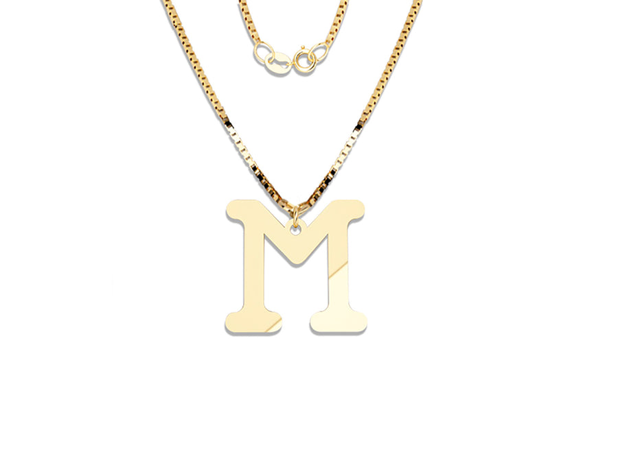 COLGANTE DE INICIAL EN CADENA DE ORO DE 14K
