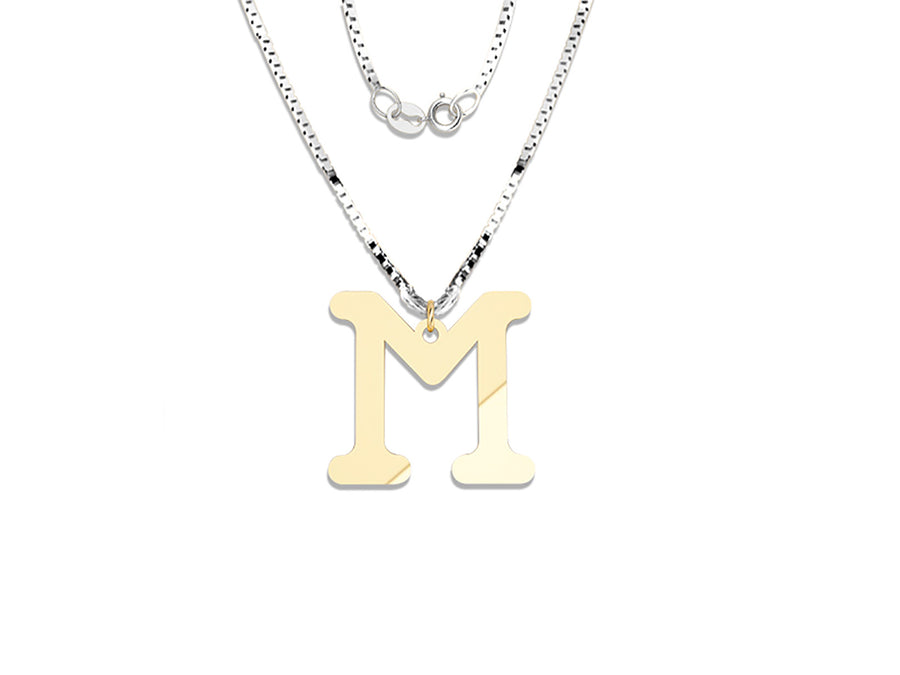 COLGANTE DE INICIAL EN CADENA DE ORO DE 14K