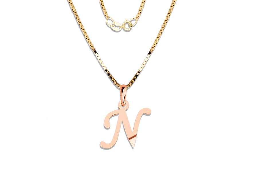 COLGANTE DE INICIAL EN CADENA DE ORO DE 14K
