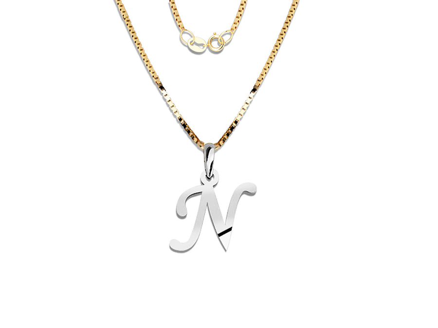 COLGANTE DE INICIAL EN CADENA DE ORO DE 14K
