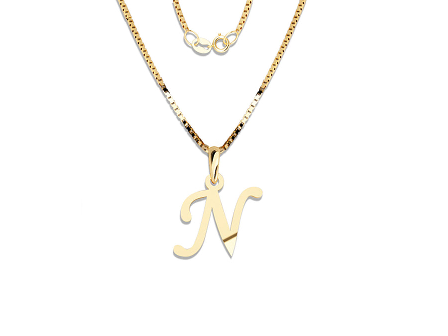 COLGANTE DE INICIAL EN CADENA DE ORO DE 14K
