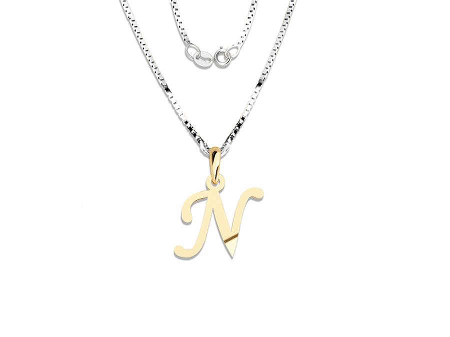 COLGANTE DE INICIAL EN CADENA DE ORO DE 14K