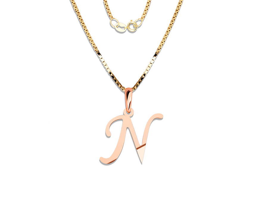 COLGANTE DE INICIAL EN CADENA DE ORO DE 14K