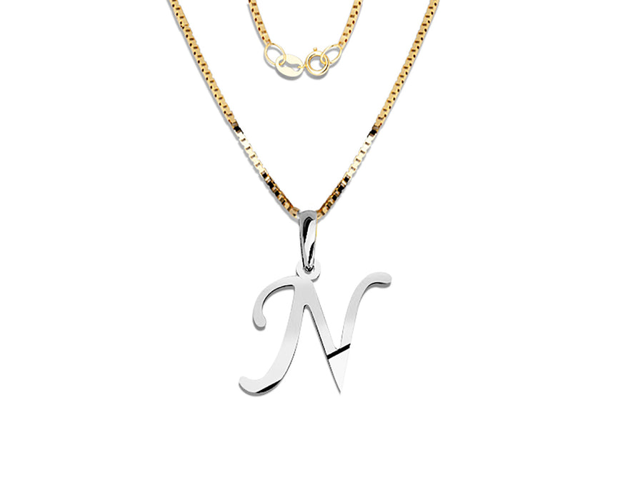 COLGANTE DE INICIAL EN CADENA DE ORO DE 14K