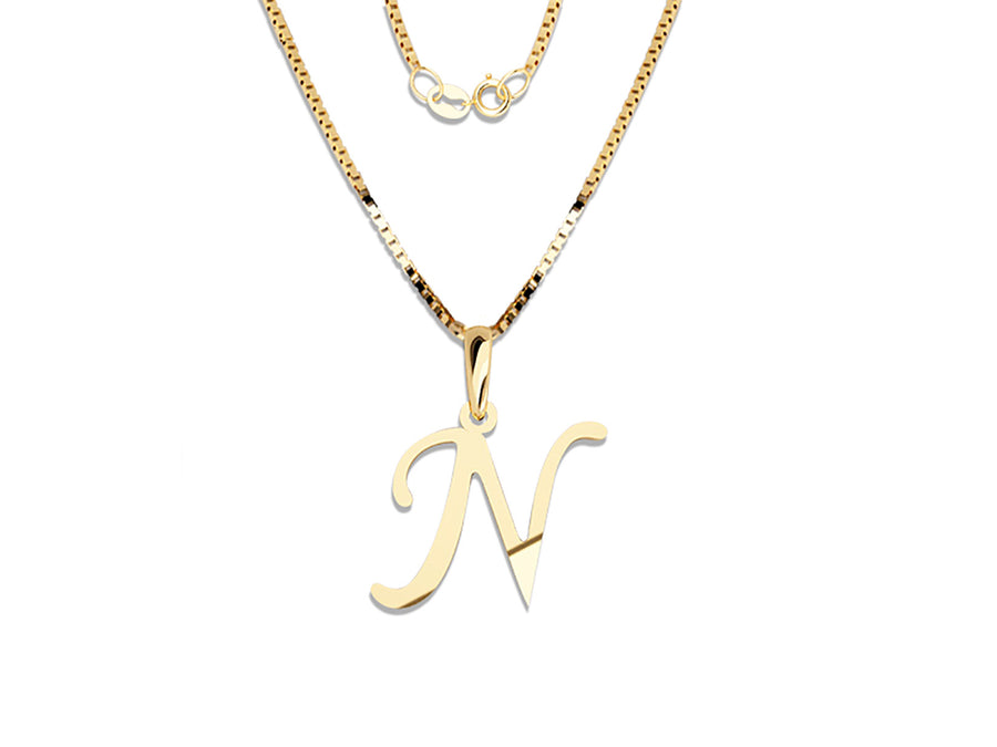 COLGANTE DE INICIAL EN CADENA DE ORO DE 14K