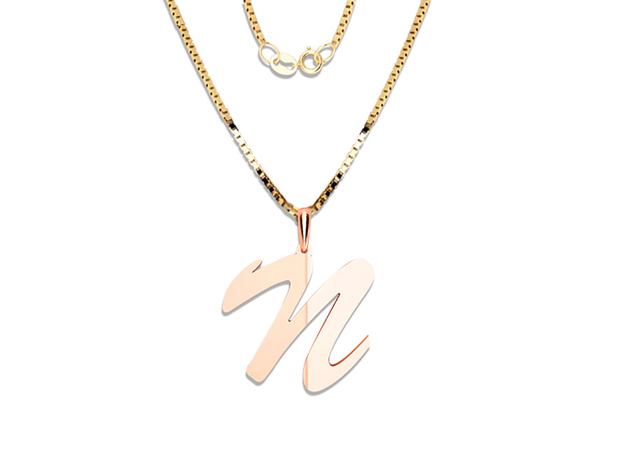 COLGANTE DE INICIAL EN CADENA DE ORO DE 14K