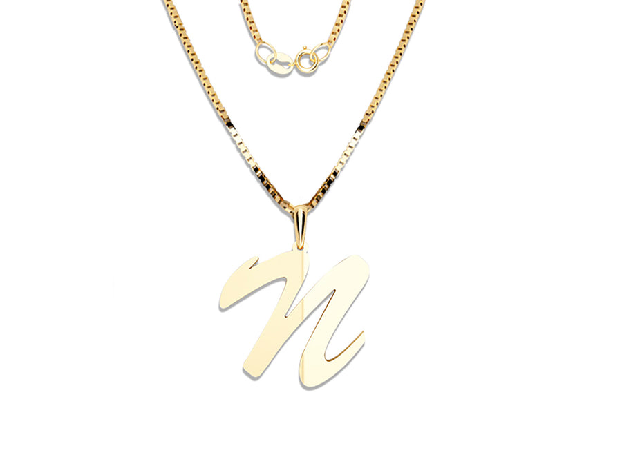 COLGANTE DE INICIAL EN CADENA DE ORO DE 14K