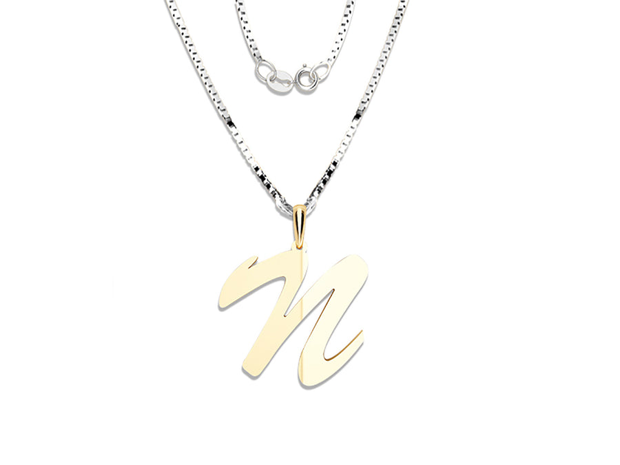 COLGANTE DE INICIAL EN CADENA DE ORO DE 14K