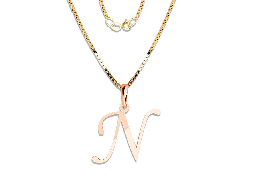 COLGANTE DE INICIAL EN CADENA DE ORO DE 14K