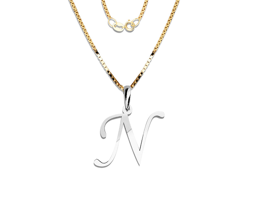 COLGANTE DE INICIAL EN CADENA DE ORO DE 14K