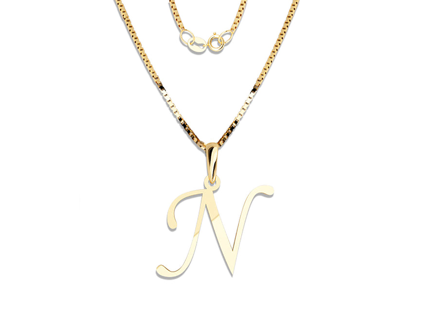 COLGANTE DE INICIAL EN CADENA DE ORO DE 14K