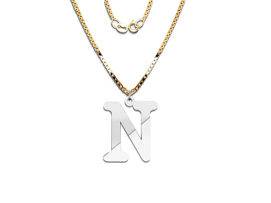 COLGANTE DE INICIAL EN CADENA DE ORO DE 14K