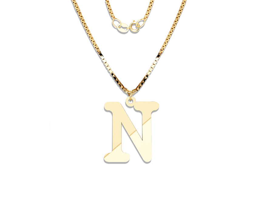COLGANTE DE INICIAL EN CADENA DE ORO DE 14K