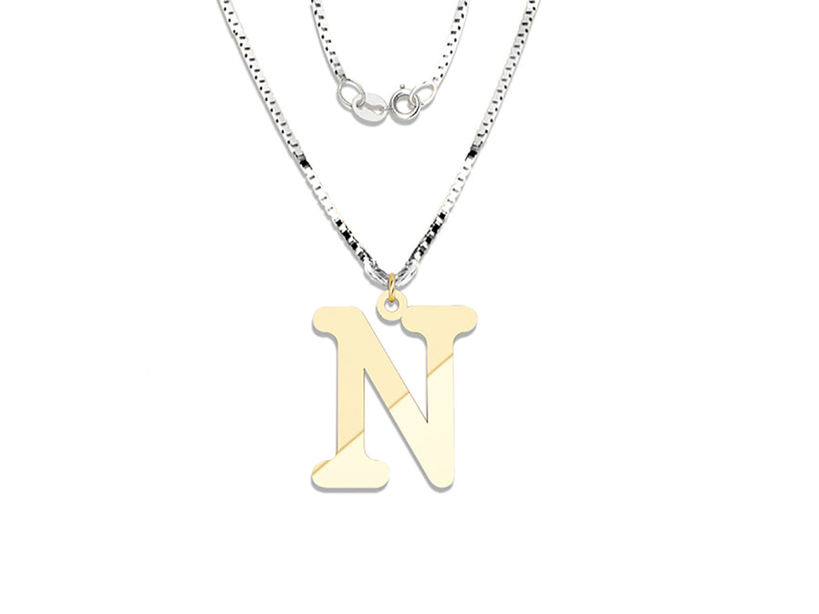 COLGANTE DE INICIAL EN CADENA DE ORO DE 14K