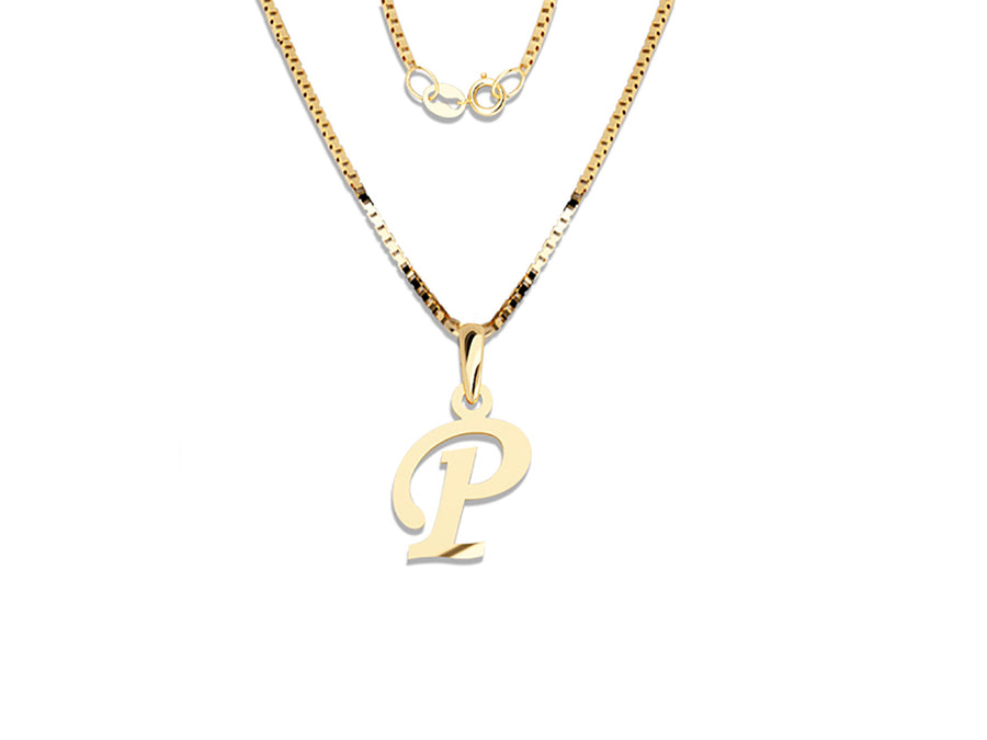 COLGANTE DE INICIAL EN CADENA DE ORO DE 14K