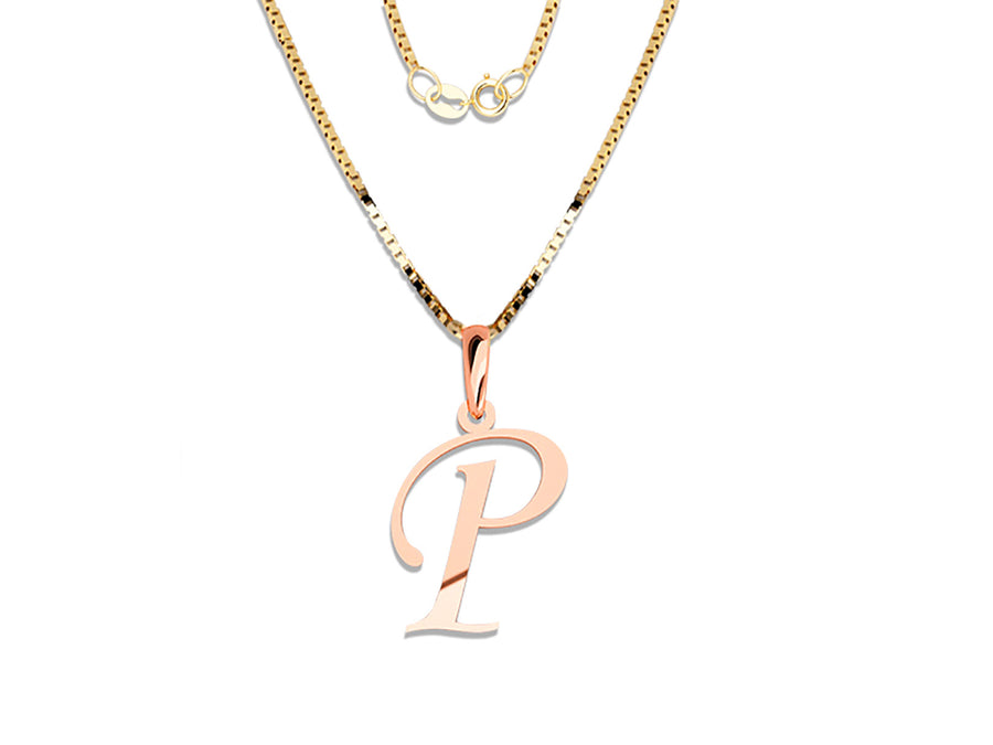 COLGANTE DE INICIAL EN CADENA DE ORO DE 14K
