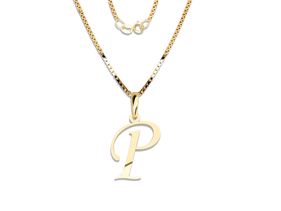 COLGANTE DE INICIAL EN CADENA DE ORO DE 14K