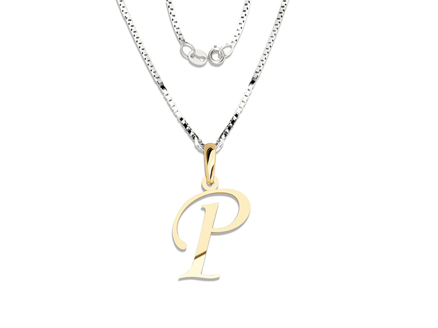 COLGANTE DE INICIAL EN CADENA DE ORO DE 14K