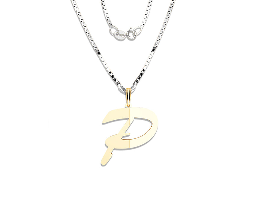 COLGANTE DE INICIAL EN CADENA DE ORO DE 14K