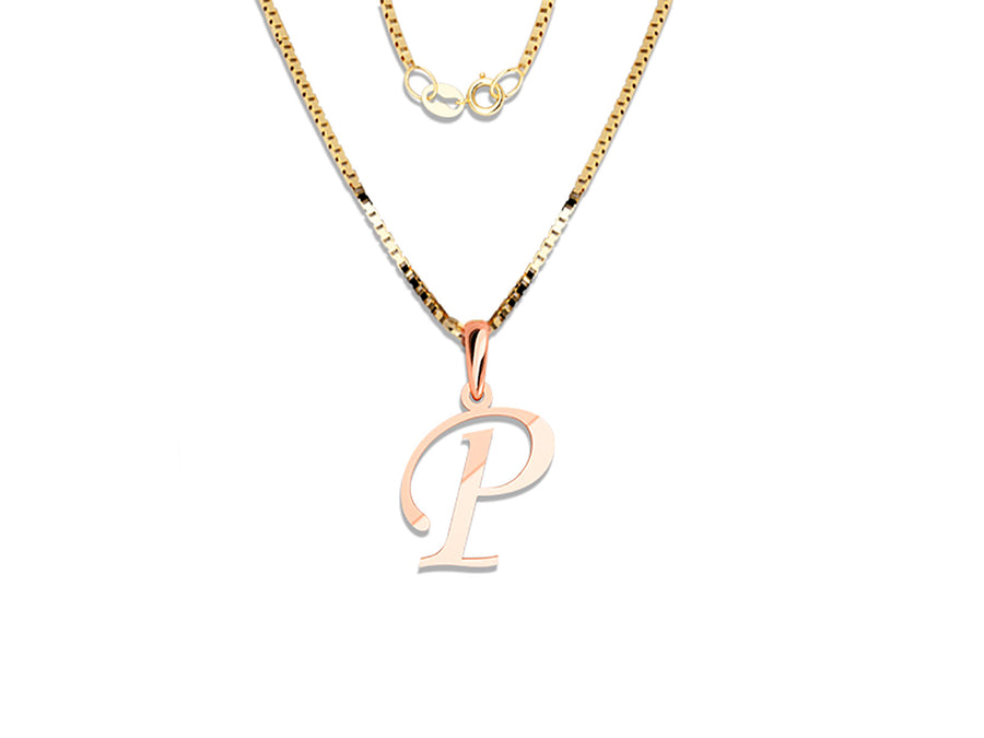 COLGANTE DE INICIAL EN CADENA DE ORO DE 14K