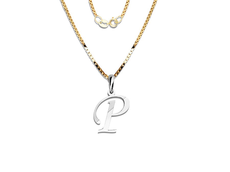 COLGANTE DE INICIAL EN CADENA DE ORO DE 14K
