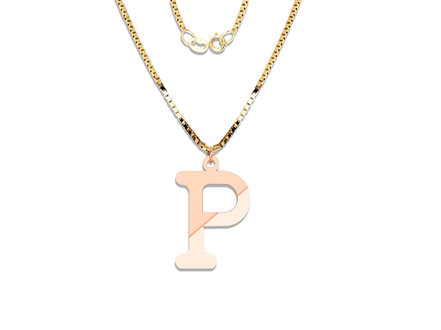 COLGANTE DE INICIAL EN CADENA DE ORO DE 14K