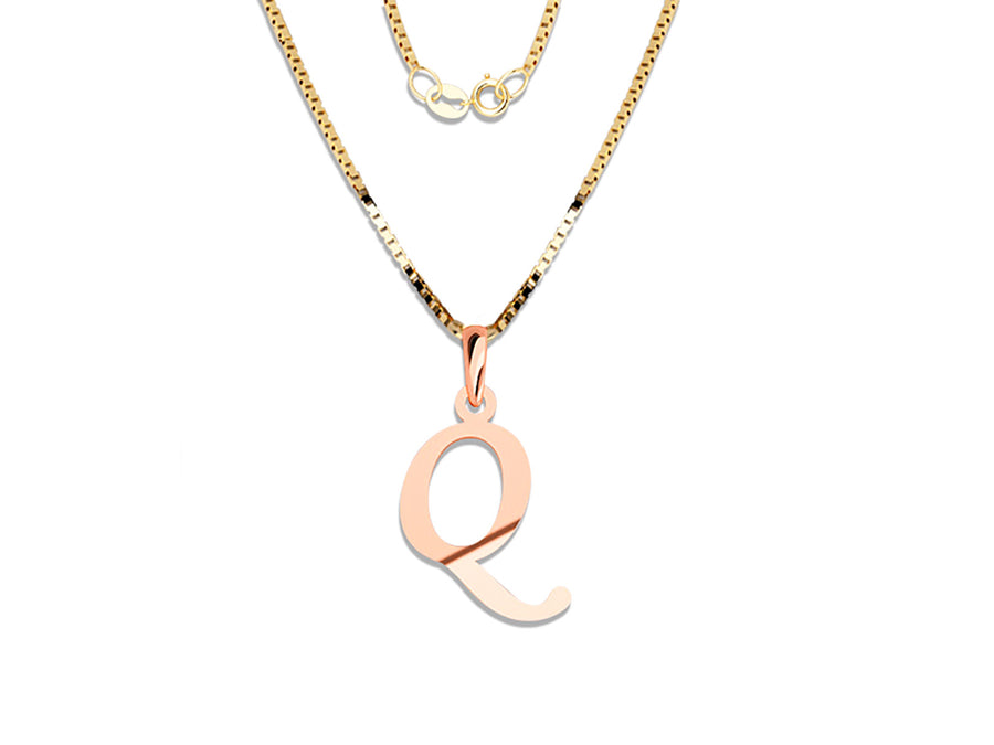 COLGANTE DE INICIAL EN CADENA DE ORO DE 14K