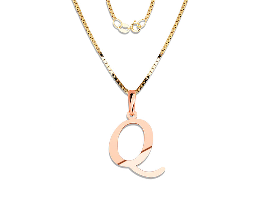 COLGANTE DE INICIAL EN CADENA DE ORO DE 14K