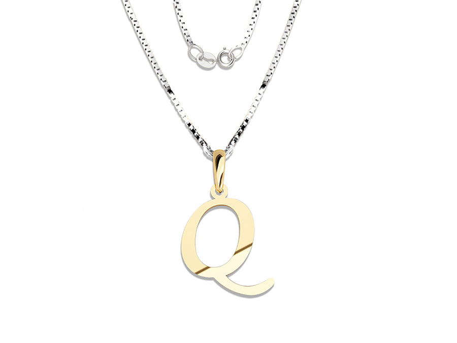 COLGANTE DE INICIAL EN CADENA DE ORO DE 14K