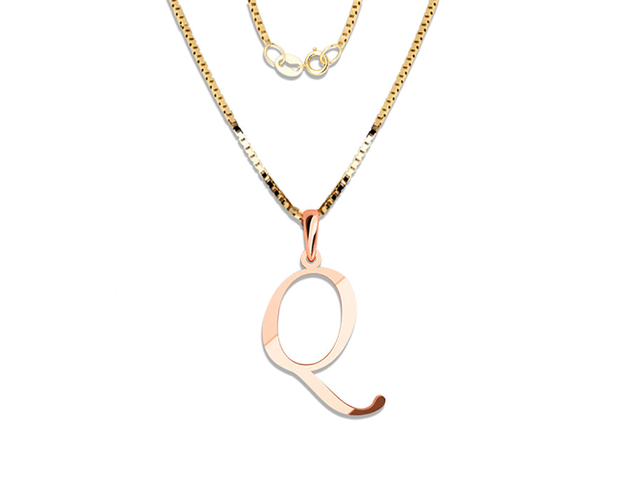 COLGANTE DE INICIAL EN CADENA DE ORO DE 14K