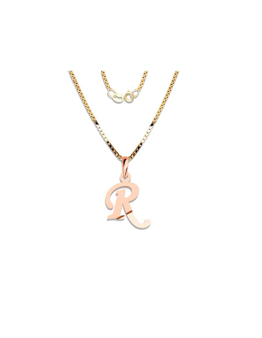 COLGANTE DE INICIAL EN CADENA DE ORO DE 14K