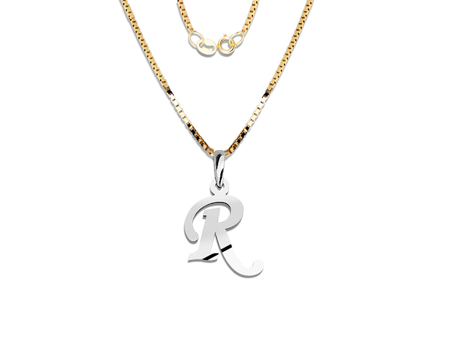 COLGANTE DE INICIAL EN CADENA DE ORO DE 14K
