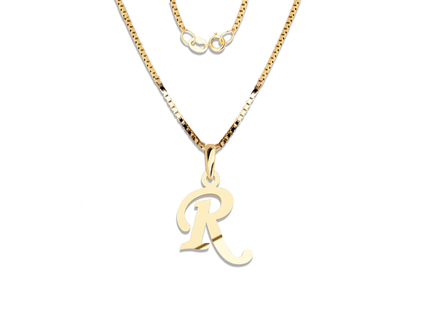 COLGANTE DE INICIAL EN CADENA DE ORO DE 14K