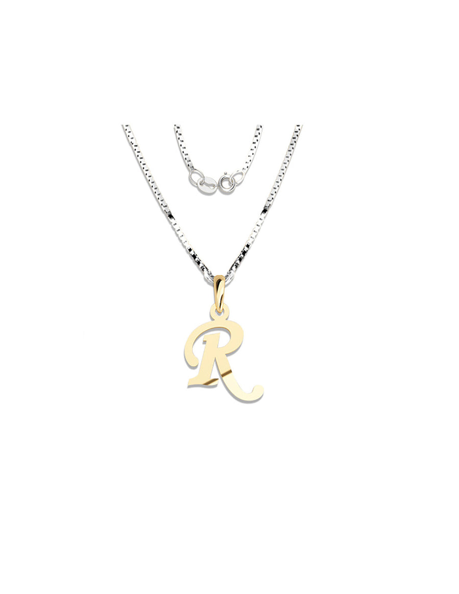 COLGANTE DE INICIAL EN CADENA DE ORO DE 14K