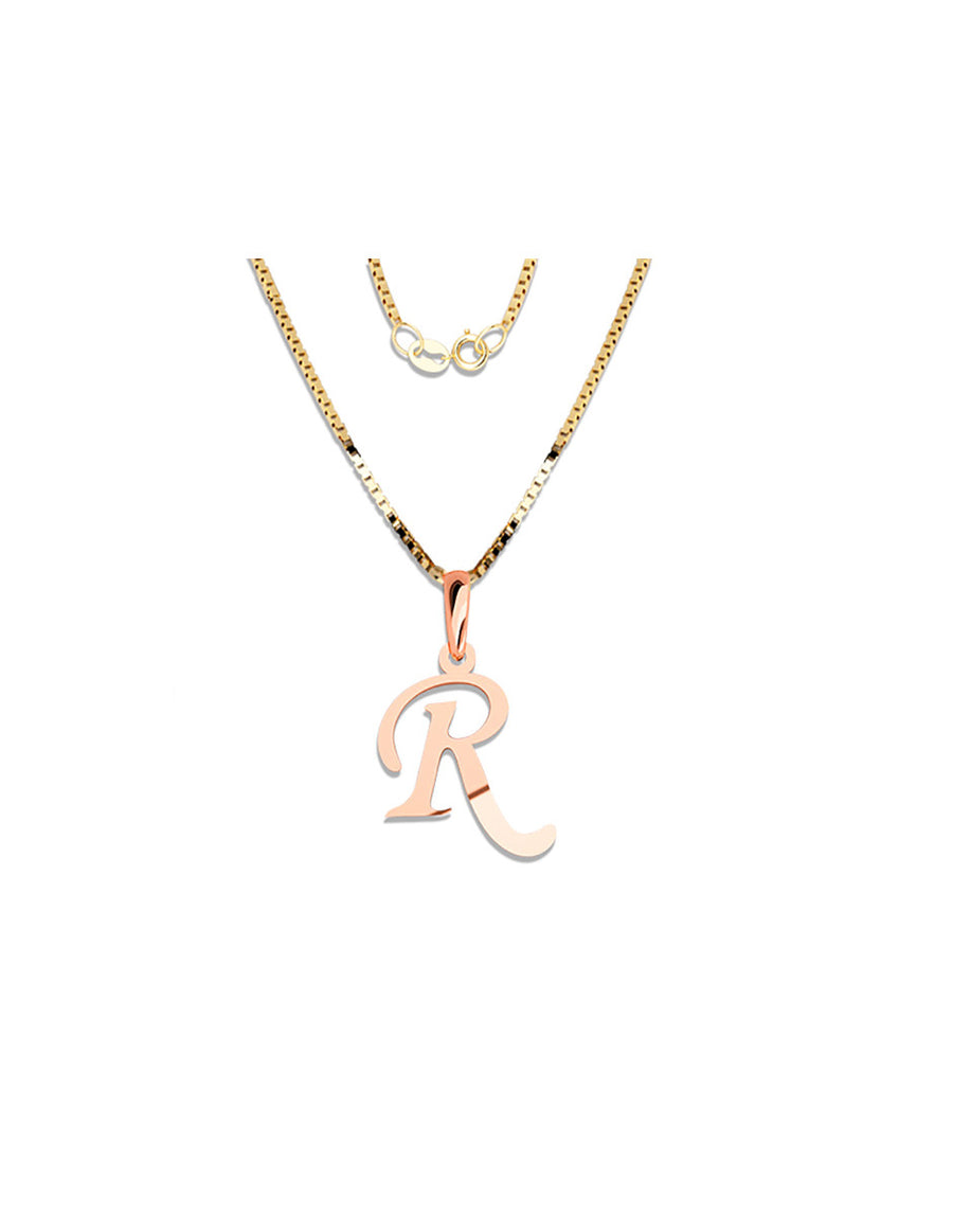 COLGANTE DE INICIAL EN CADENA DE ORO DE 14K