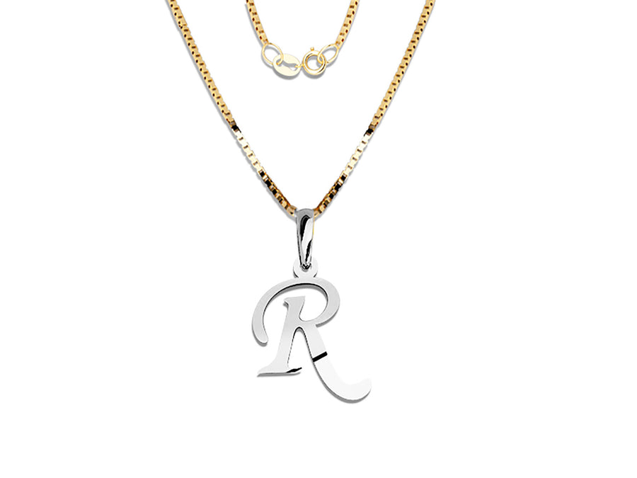 COLGANTE DE INICIAL EN CADENA DE ORO DE 14K
