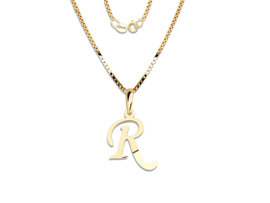 COLGANTE DE INICIAL EN CADENA DE ORO DE 14K