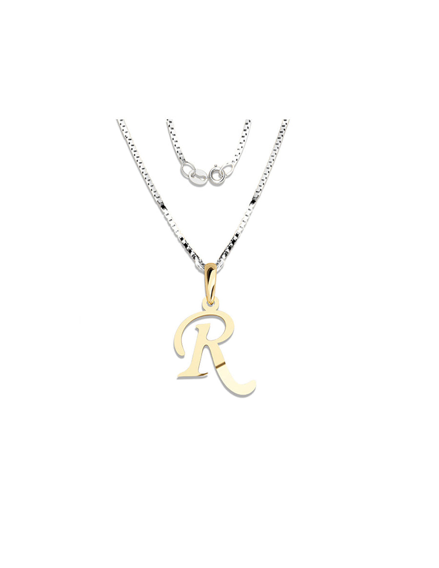 COLGANTE DE INICIAL EN CADENA DE ORO DE 14K